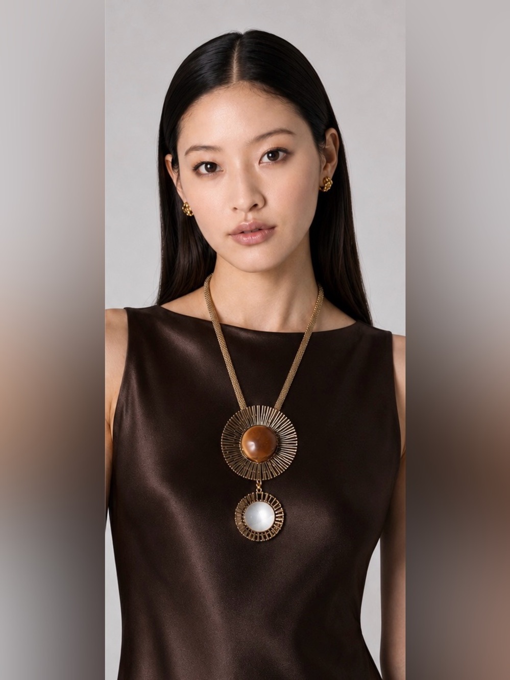 Tuleste Double Sunburst Pendant Necklace